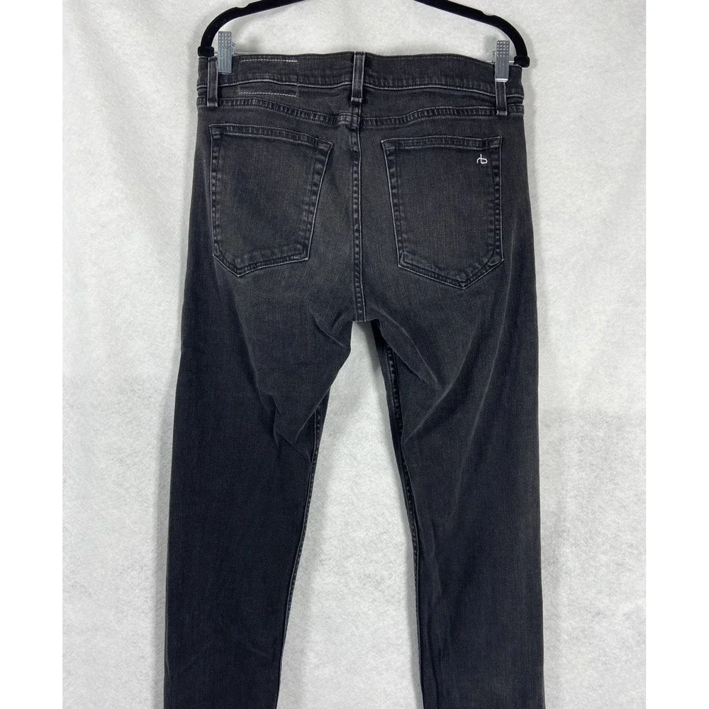 Rag & Bone Fit 2 Jeans Men's 33x34 Rock Black Slim Button Fly Denim Stretch